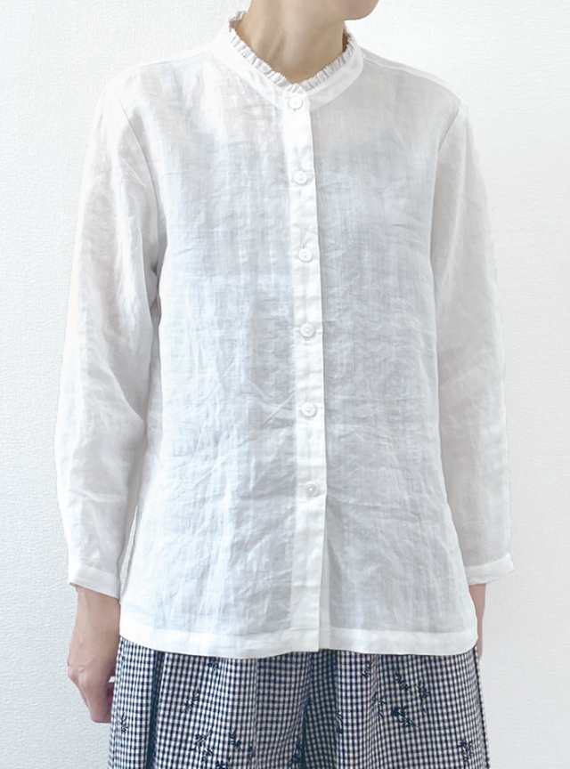 50%OFF! リネンフリル衿ブラウス