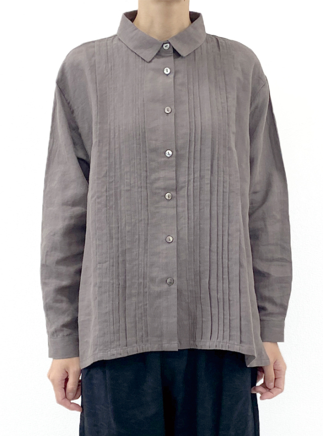 30%OFF! 麻ピンタックブラウス