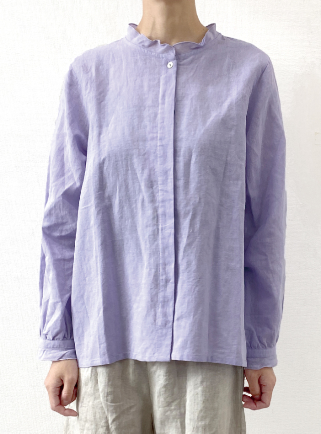 麻フレアーフリルブラウス