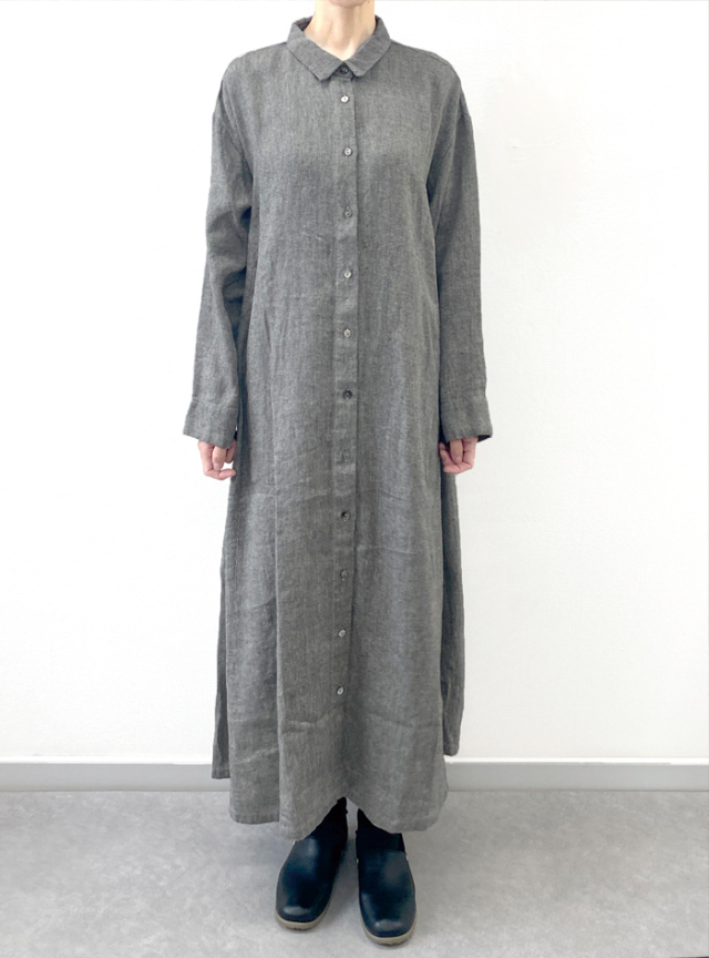 リネン綾シャツワンピース