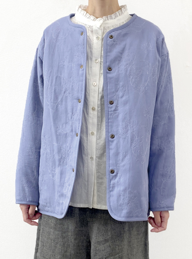 綿綾花刺繍リバーシブルキルトジャケット