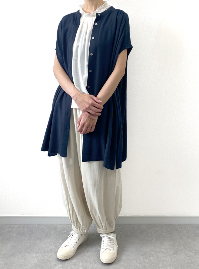 30%OFF! 綿麻ギャザーチュニックブラウス
