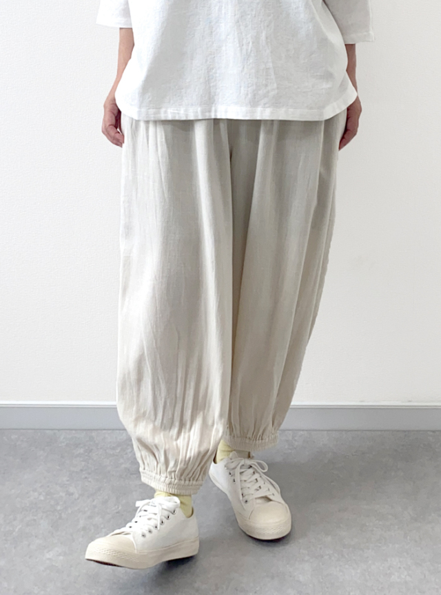30%OFF! 綿麻ギャザーカフスパンツ