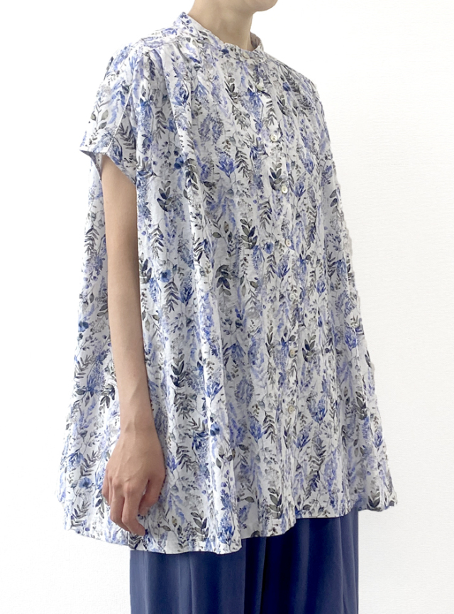 30%OFF! 綿麻プリントチュニックブラウス