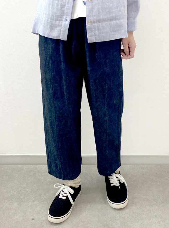 50%OFF! 綿麻デニムセミテーパードパンツ