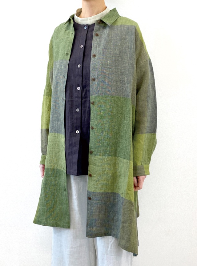 50%OFF! 先染めチェックロングシャツ
