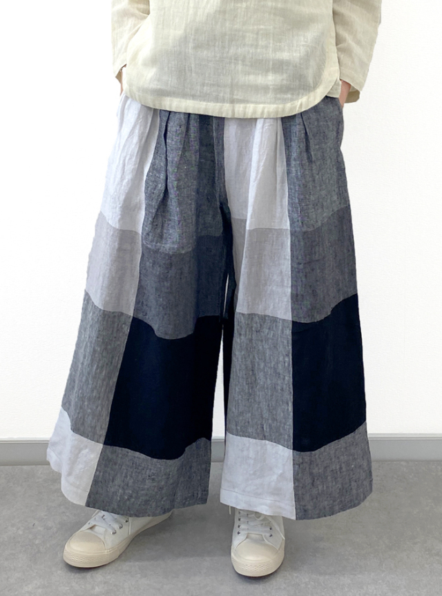 50%OFF! 先染めチェックワイドパンツ