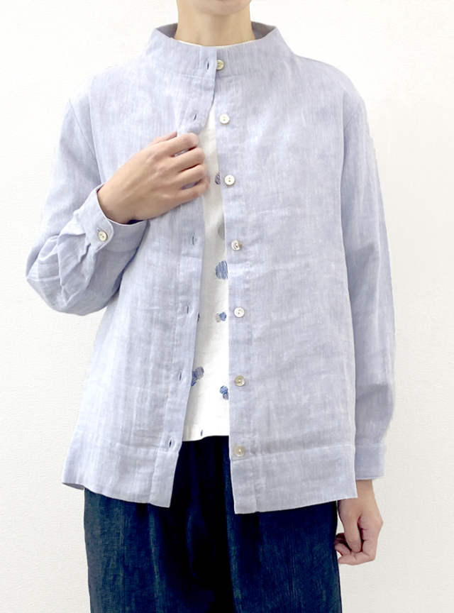 50%OFF! シャンブレー接結ボトルネックブラウス