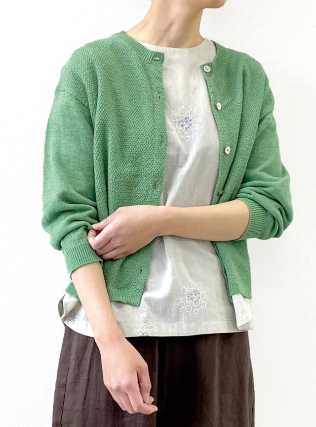 50%OFF! 綿麻ニットカーディガン