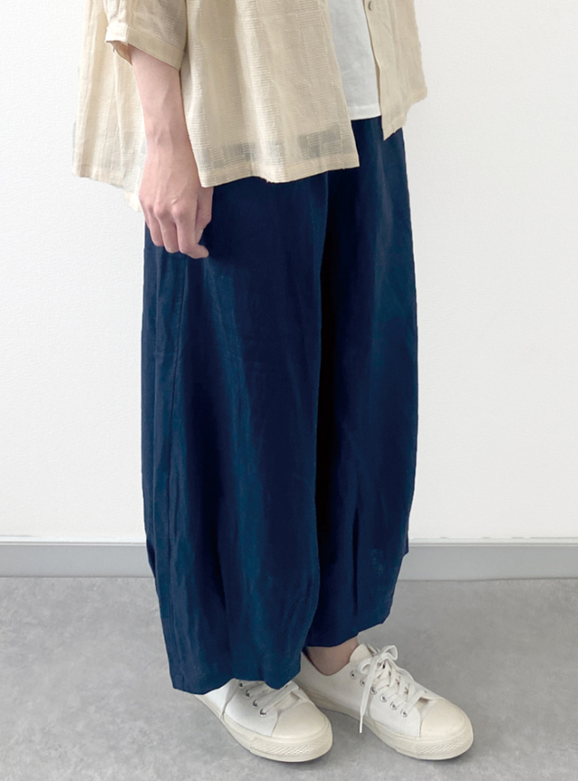 50%OFF! リネンセミワイドヘムタックパンツ