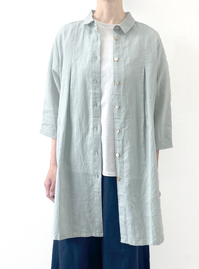 50%OFF! 麻平織シャツワンピース