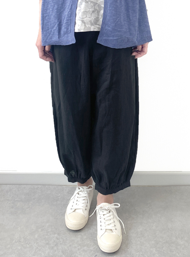 50%OFF! 麻平織ヘムギャザーパンツ