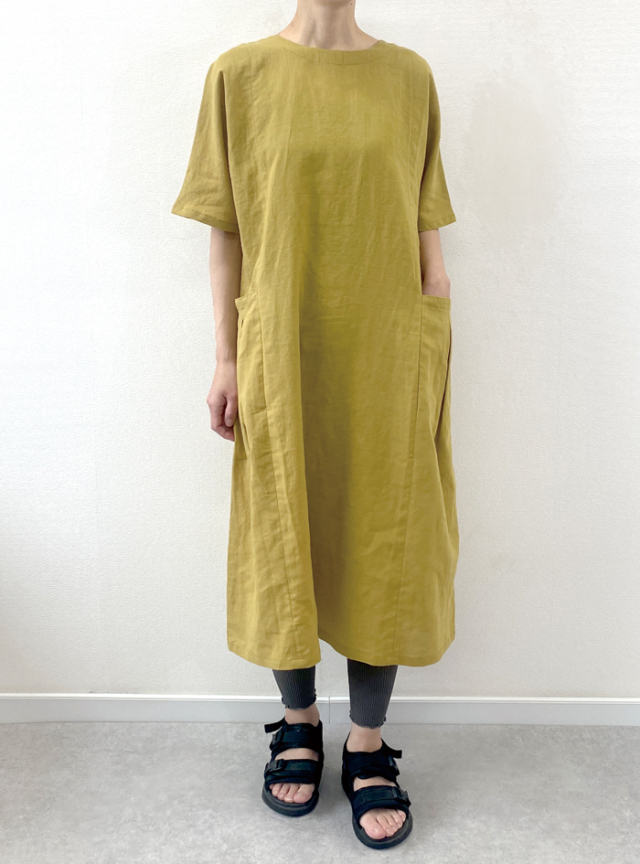 50%OFF! リネンクルーネックワンピース