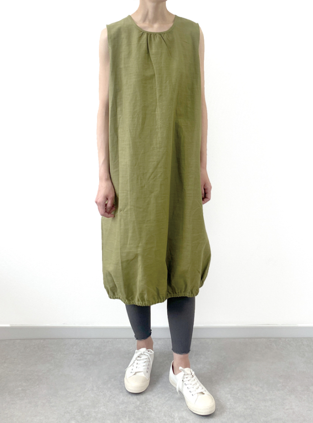 50%OFF! 綿麻コクーンノースリワンピース