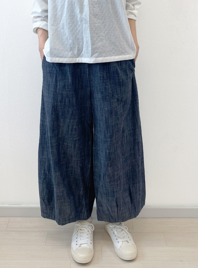 コットンデニムセミワイドパンツ