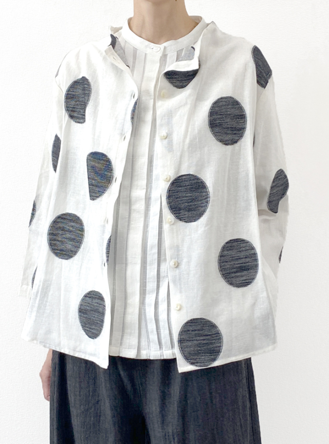 ☆ドットジャガードボトルネックブラウス