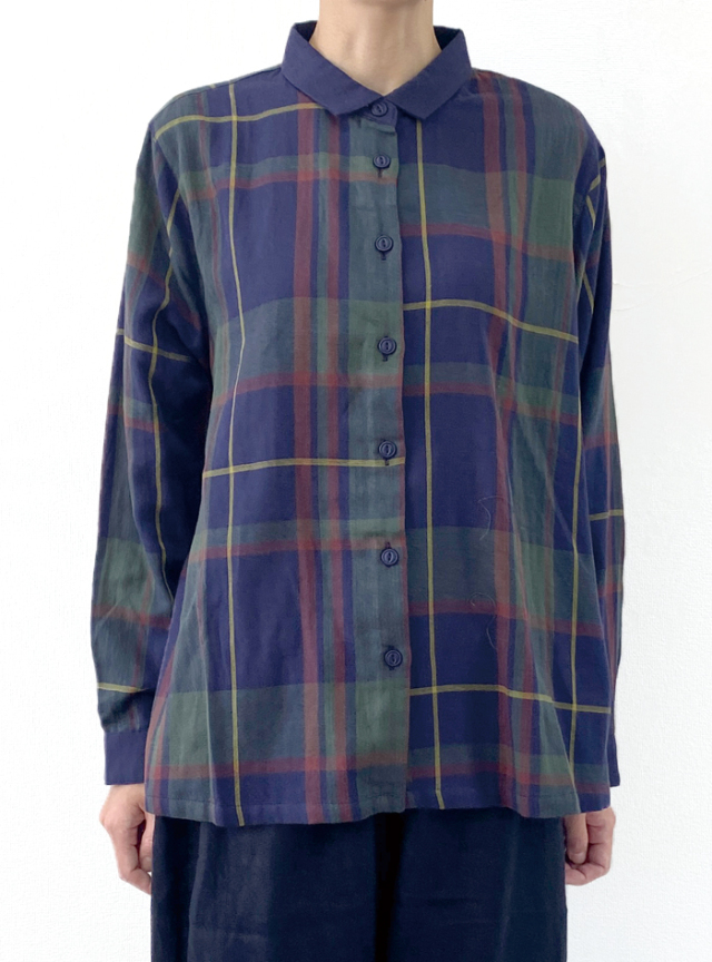 ☆チェックシャツカラーチュニックブラウス