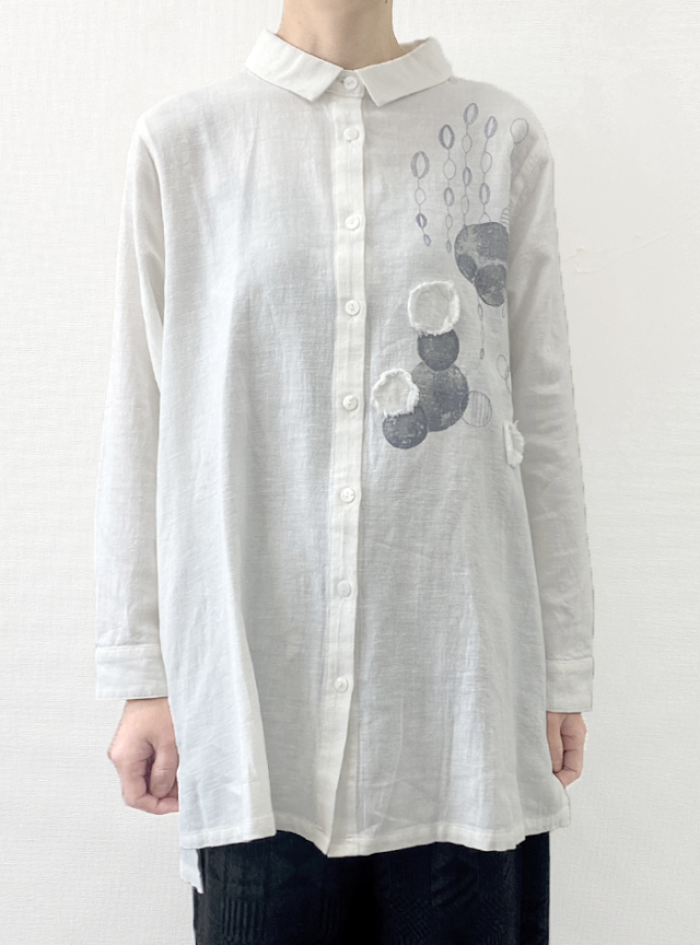 刺繍&プリントチュニックシャツ