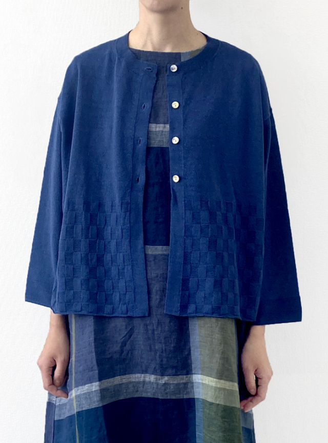 綿麻ニットショートカーディガン