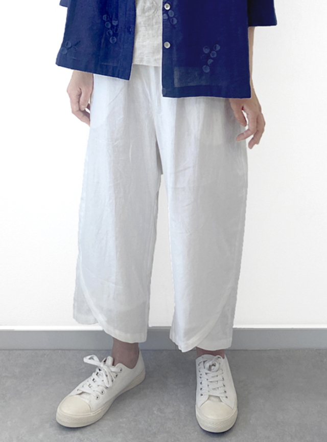 綿麻細番手ボリュームパンツ