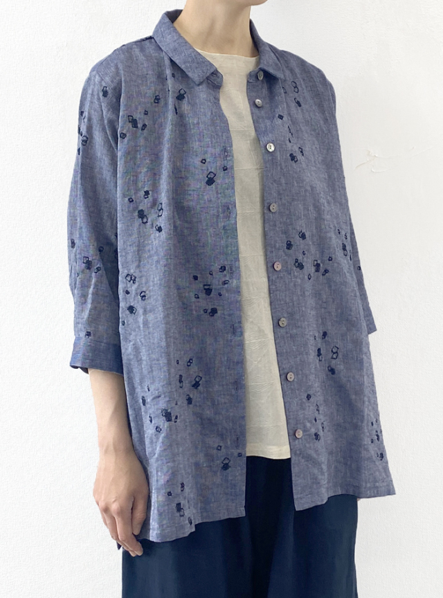 ☆綿麻刺繍チュニックシャツ
