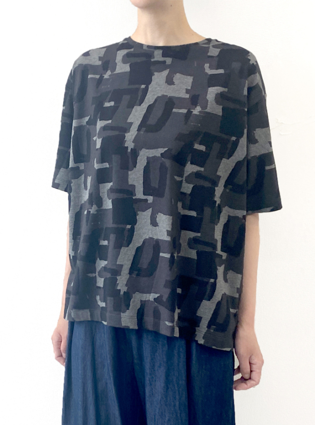 天竺幾何柄プリントTシャツ
