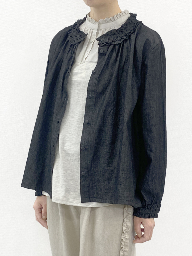 50%OFF! ダンガリーフリルブラウス