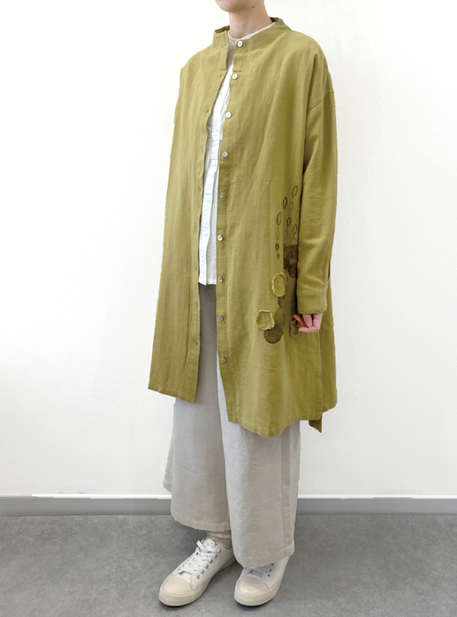 刺繍&プリントロングブラウス