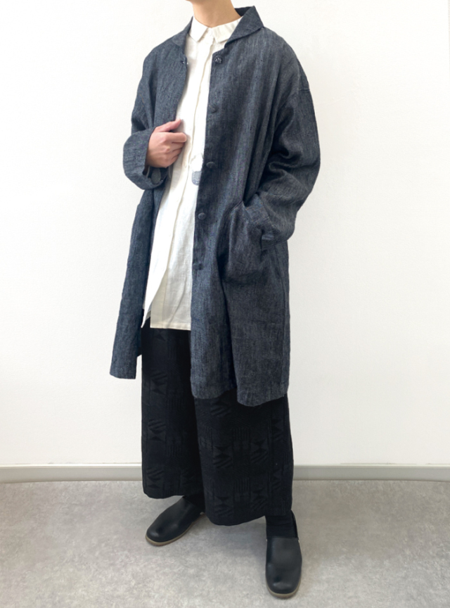 リネン綾ショールカラーコート