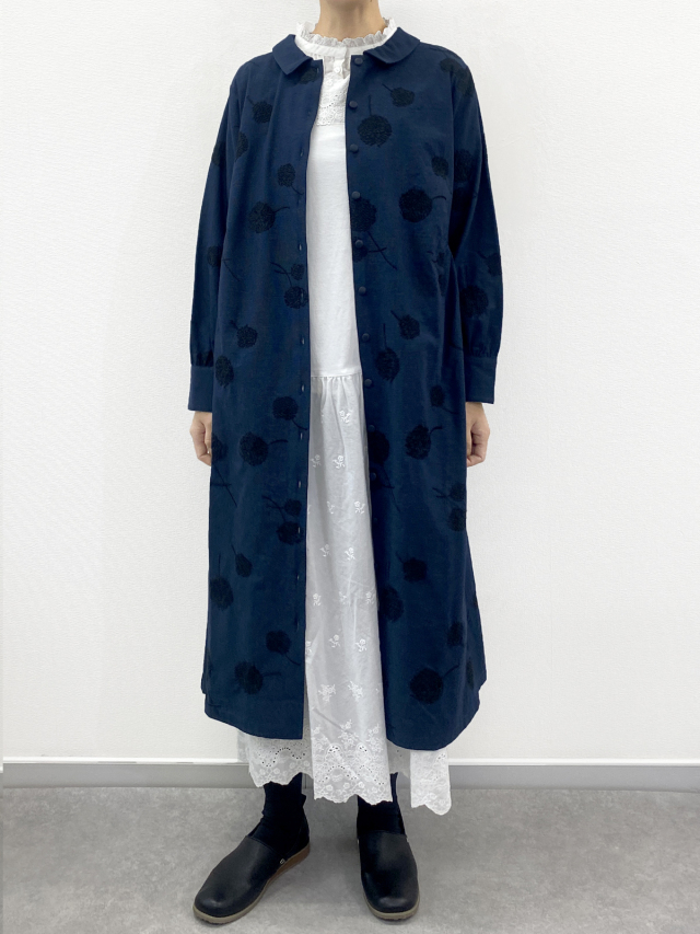 30%OFF! わたげ刺繍前開きワンピース