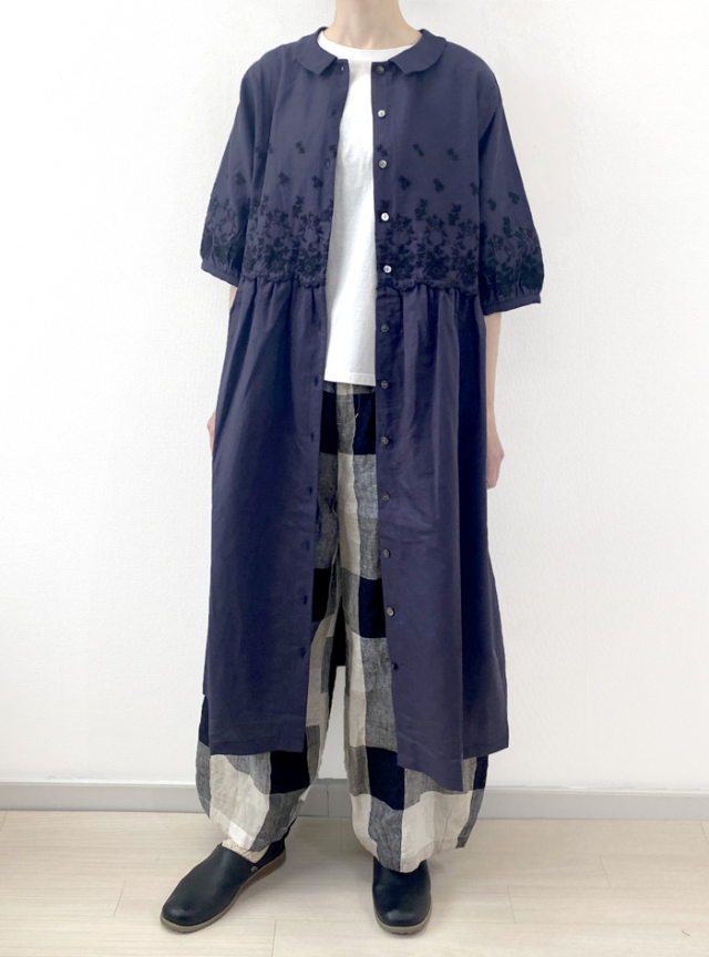 綿麻スカラ刺繍ワンピース