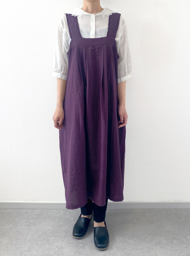 麻フリルジャンパースカート