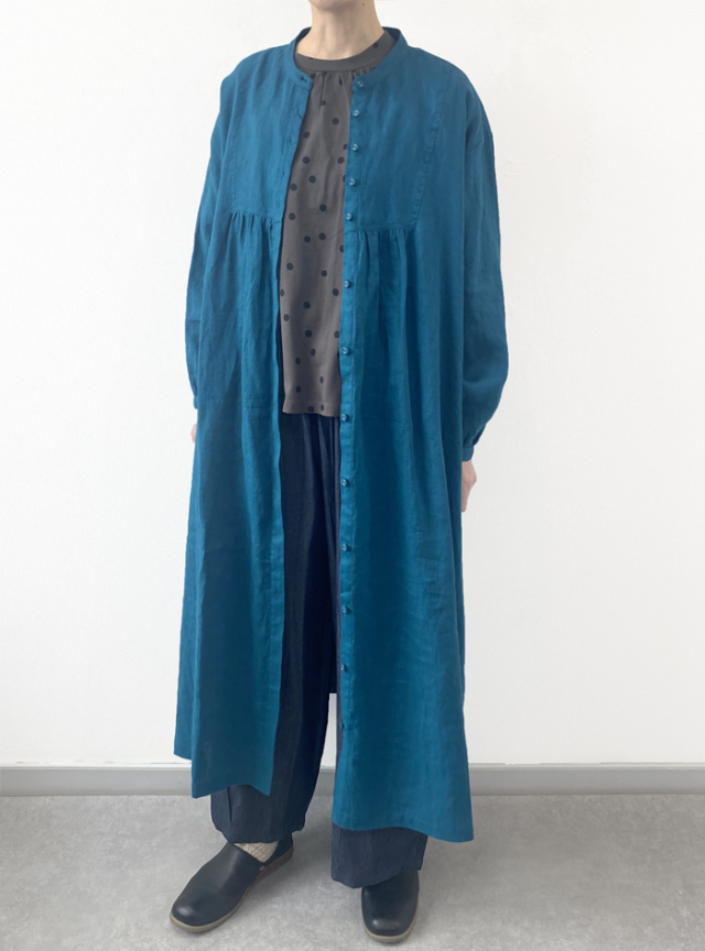 リネンヨーク切替ワンピース