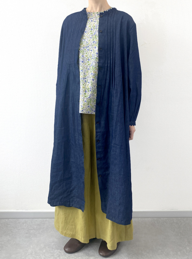 デニムスカラピンタックワンピース