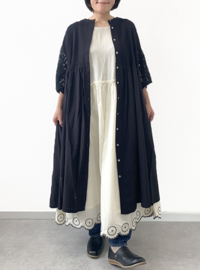 30%OFF! コットンスラブ袖レースワンピース