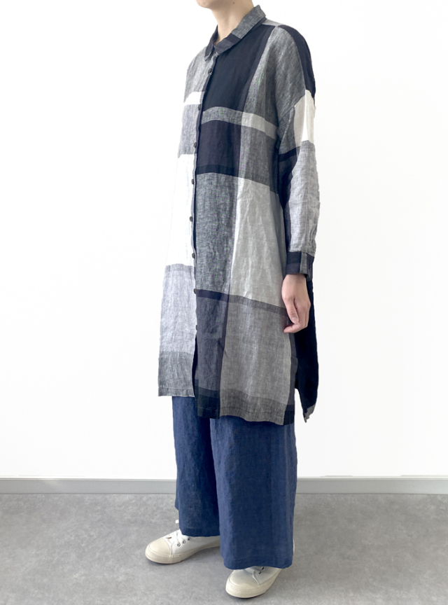 チェックロングシャツ