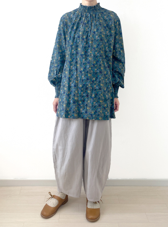 50%OFF! 花プリントシャーリングチュニックプルオーバー