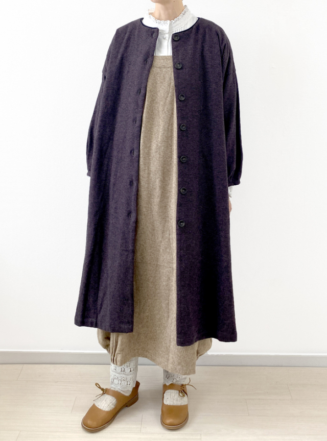 50%OFF! ツィードバルーン袖前開きワンピース