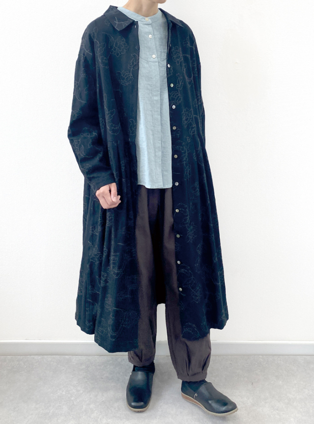 綿綾花刺繍衿付きワンピース