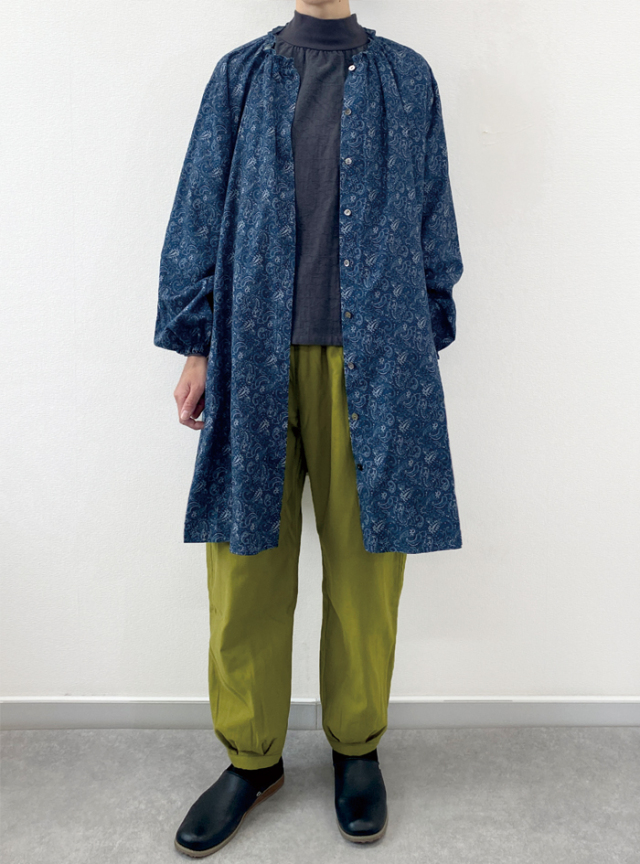 綿綾ペーズリーロングブラウス