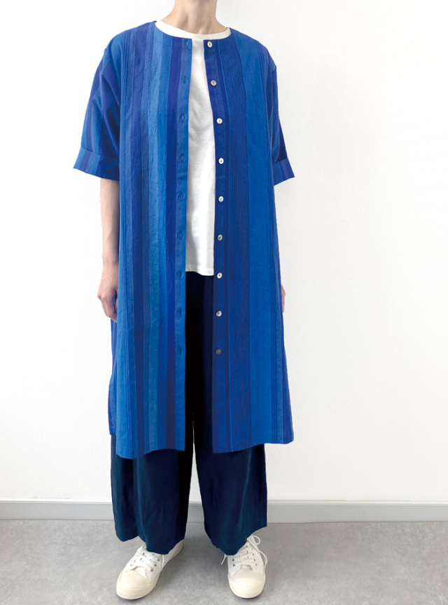50%OFF! マルチストライプ前開きワンピース