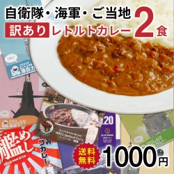 【 訳あり 】自衛隊・海軍・ご当地 レトルトカレー ２食セット ( 送料無料 )  1000円ポッキリ