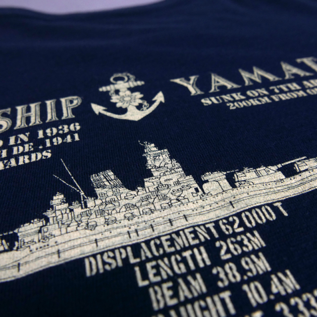 連合艦隊旗艦戦艦大和Tシャツ(横姿)