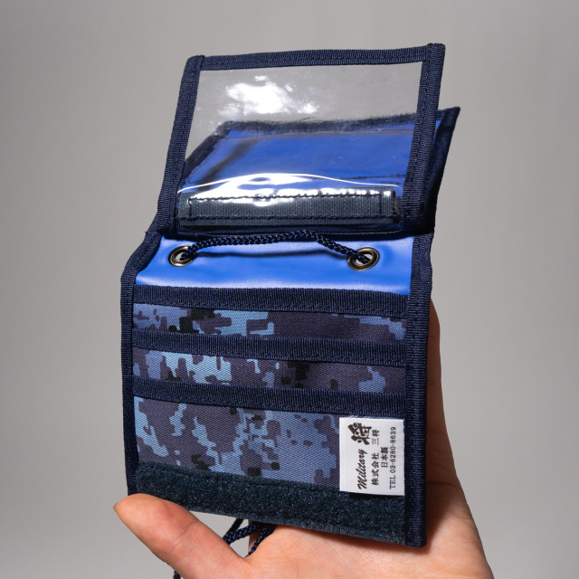 ブルー迷彩カードケース ハンドメイド 新品 海上自衛隊デジタル迷彩カードケース