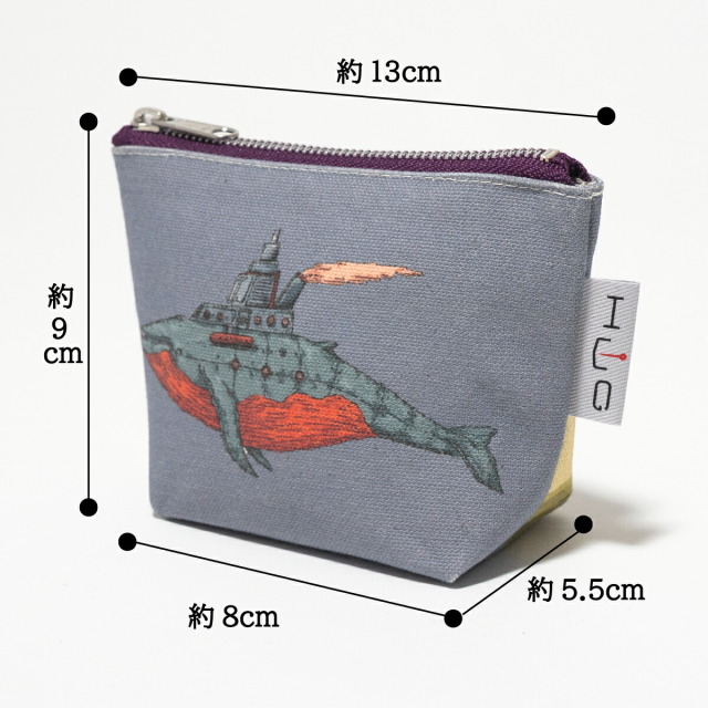 舟形 ミニ ポーチ 鉄ノ鯨 [ HUG KURE LAB. -接ぐクレラボ-] 河崎海斗