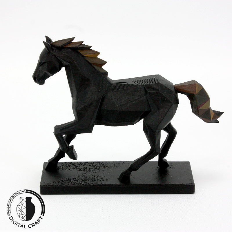 モダンな幾何学デザインの馬オブジェ｜3Dプリント×手塗りアート雑貨