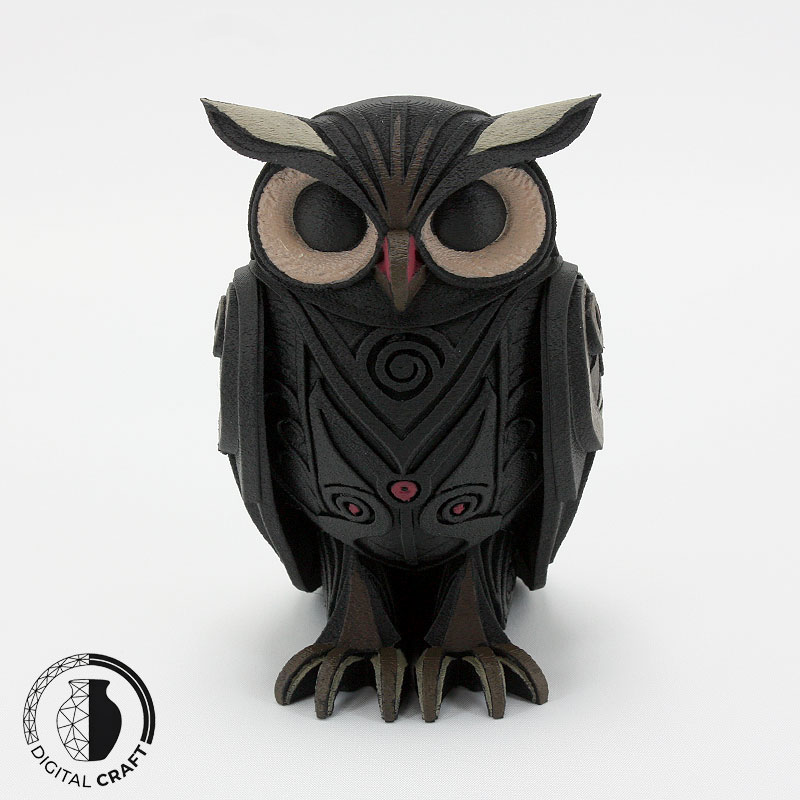 アンティーク調デザインのフクロウオブジェ｜3Dプリント×手塗りアート雑貨