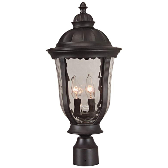 フランシス3灯ポストライト（オイルドブロンズ）｜ポスト型ハンマードガラスシェード｜おしゃれな屋外用照明・アウトドアライト（防滴タイプ）｜品番：LCM-Z6025oBo