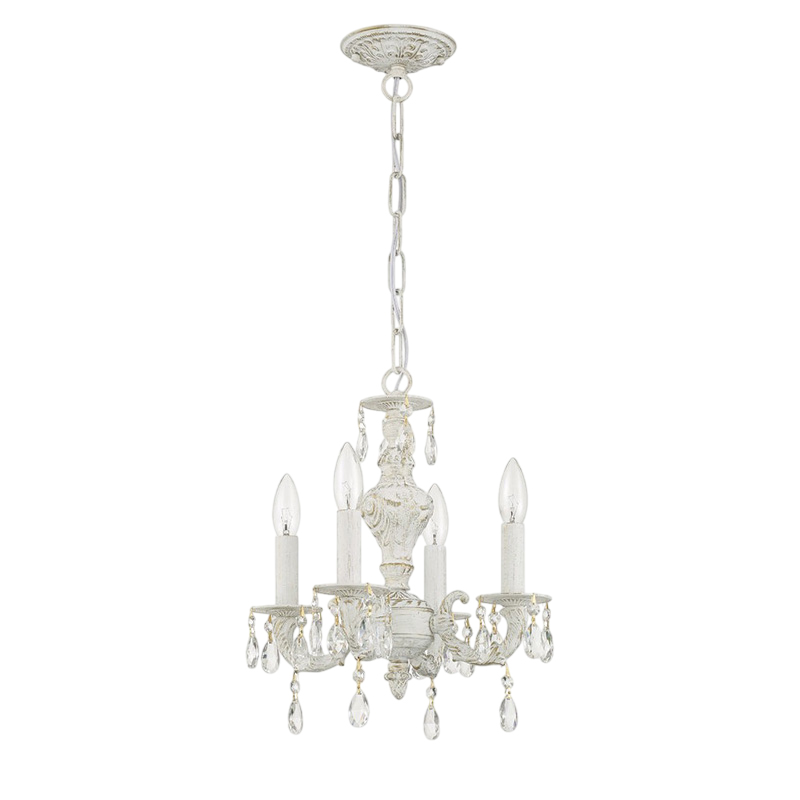 可愛らしいキャンドル型デザインのアンティークシャンデリア（ホワイトカラー）