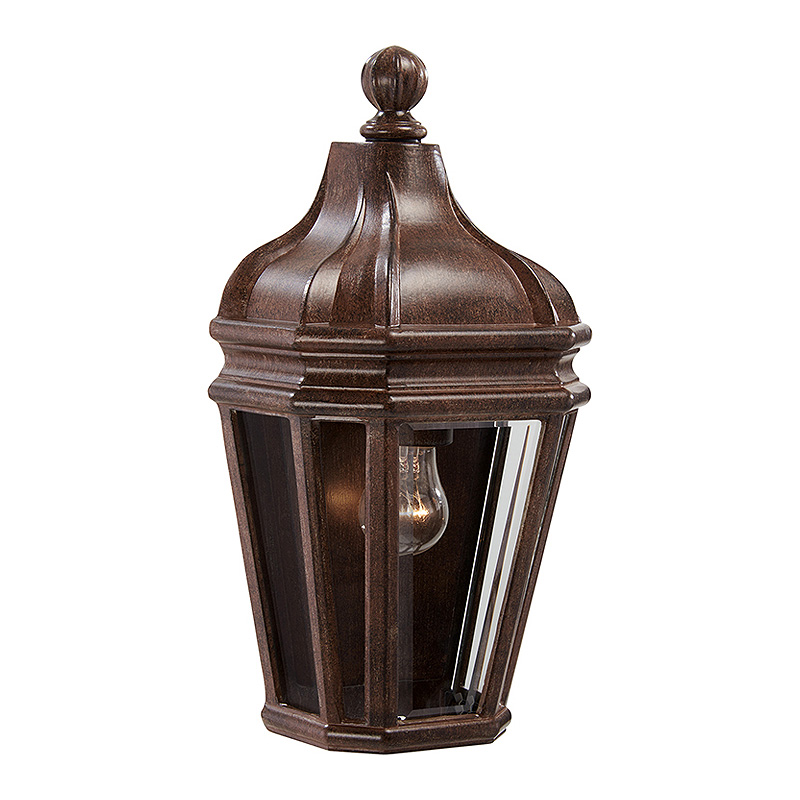 ハリソン1灯壁付けブラケット照明ライト（ヴィンテージラスト）｜ダウン型ガラスシェード｜おしゃれな屋外用防滴ウォールライト｜品番：LMK-869761